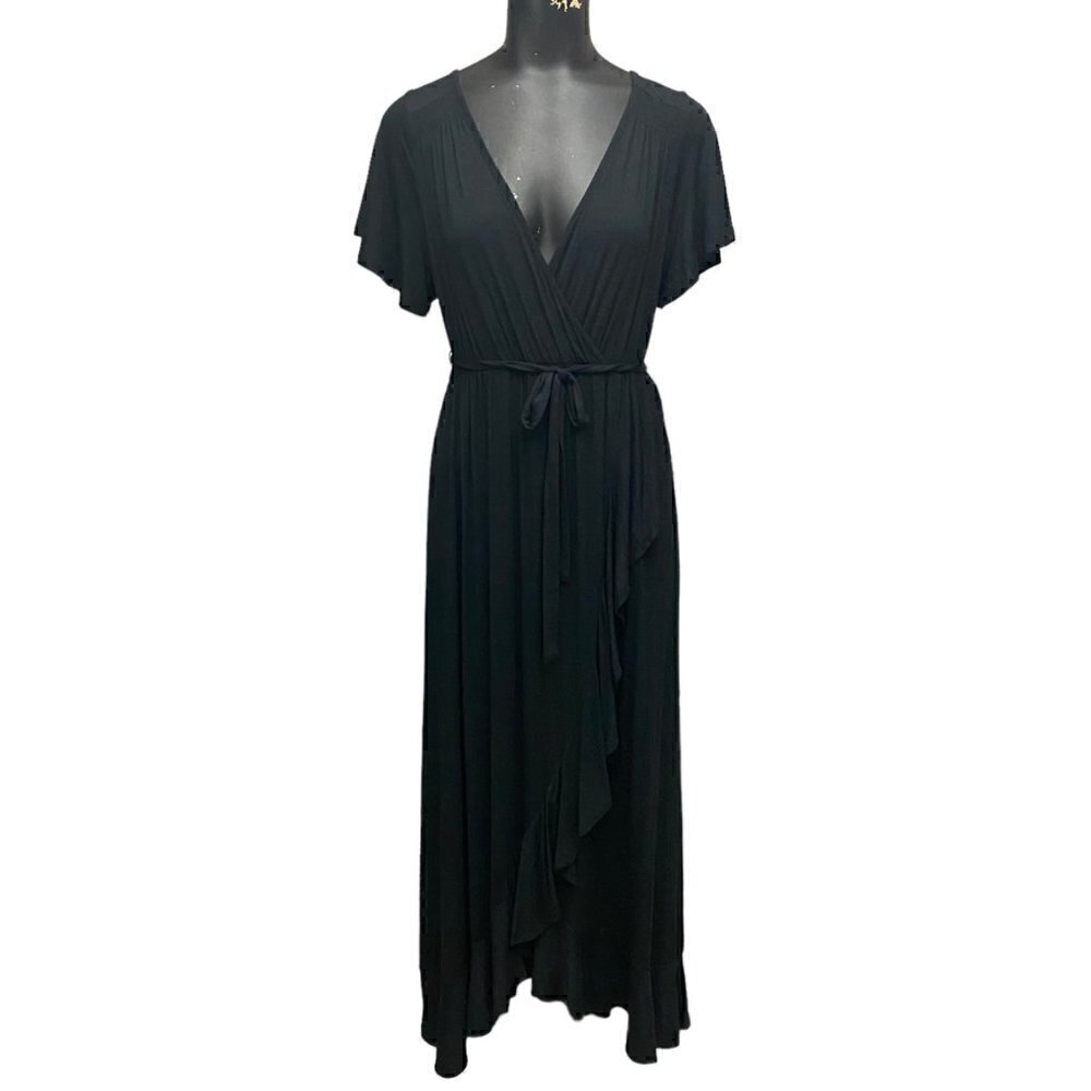 NEW Isabel Maternity Ruffle Midi Dress in Black Size Small